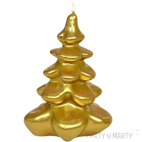 swieca choinka brokatowa zlota adpal 145 103 mm