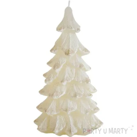 swieca choinka new z brokatem ecru bartek candles 110 210 mm