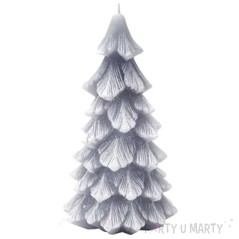 swieca choinka new z brokatem szara bartek candles 110 210 mm