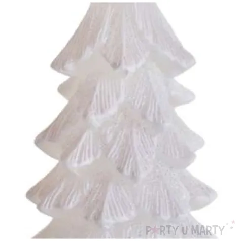 swieca choinka z brokatem biala bartek candles 80 150 mm