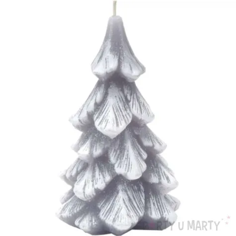 swieca choinka z brokatem szara bartek candles 80 150 mm