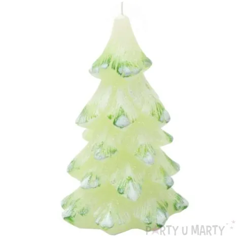 swieca choinka z brokatem zielona jasna bartek candles 80 150 mm