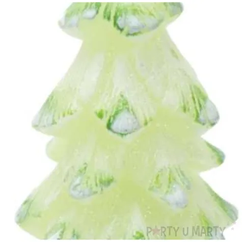 swieca choinka z brokatem zielona jasna bartek candles 80 150 mm