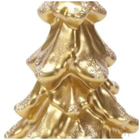 swieca choinka z brokatem zlota bartek candles 80 150 mm