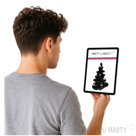 swieca choinka z gwiazdkami czarna adpal 145 103 mm