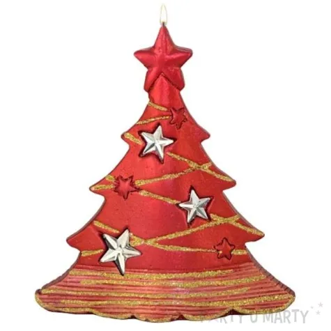 swieca choinka z gwiazdkami czerwona adpal 160 155 mm
