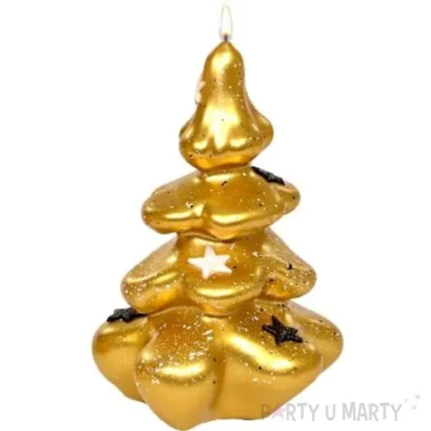 swieca choinka z gwiazdkami zlota adpal 120 80 mm