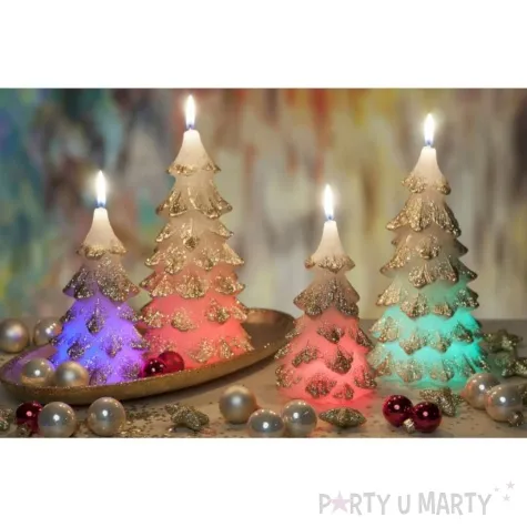 swieca choinka zmieniajaca kolory led ecru bartek candles 80 150 mm