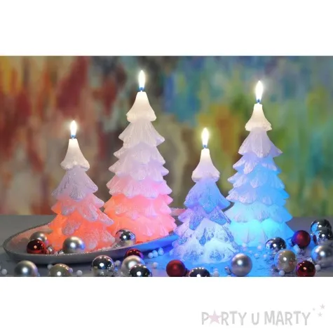 swieca choinka zmieniajaca kolory led szara bartek candles 110 210 mm