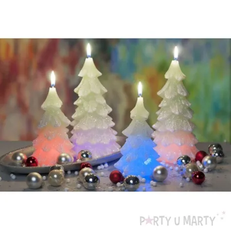 swieca choinka zmieniajaca kolory led szara bartek candles 80 150 mm