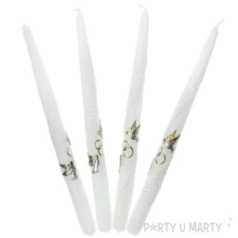 swieca familijna 29 cm slubna biala 4 szt