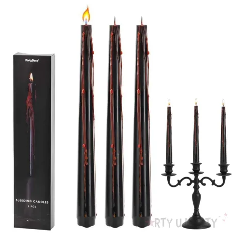 swieca halloween krew czarny partydeco 20 4 cm 3 szt