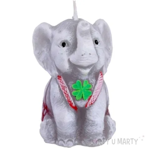 swieca happiness slonik z koniczyna szara bartek candles 75 mm