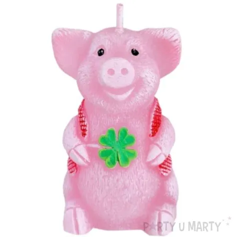 swieca happiness swinka z koniczyna rozowa bartek candles 75 mm