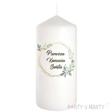 swieca komunia swieta mietowa geometria 12 cm