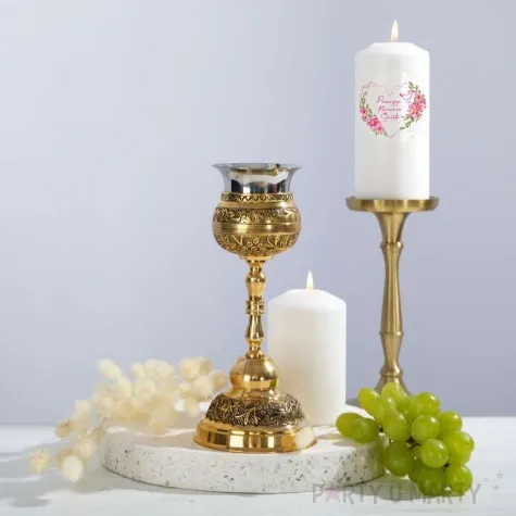 swieca komunia swieta rozowe serce 12 cm