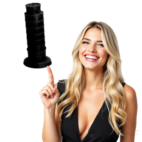 swieca krzywa wieza w pizie czarny metalik candellana