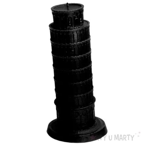 swieca krzywa wieza w pizie czarny metalik candellana