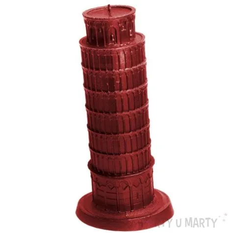 swieca krzywa wieza w pizie czerwony metalik candellana