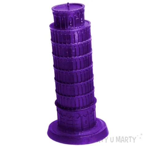 swieca krzywa wieza w pizie fioletowy metalik candellana