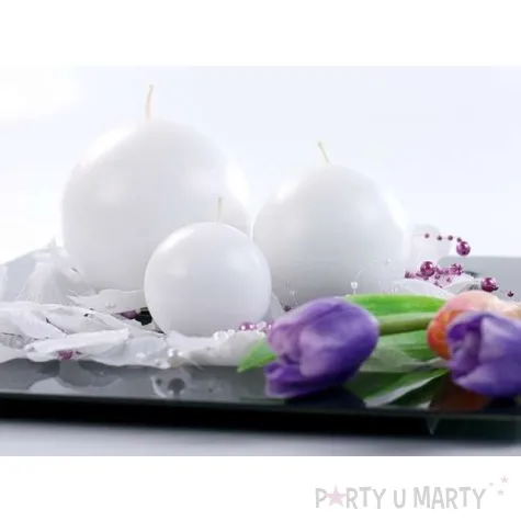 swieca kula matowa bialy partydeco 80 mm 6 szt