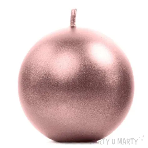 swieca kula metalik rozowa zlota partydeco 80 mm 6 szt