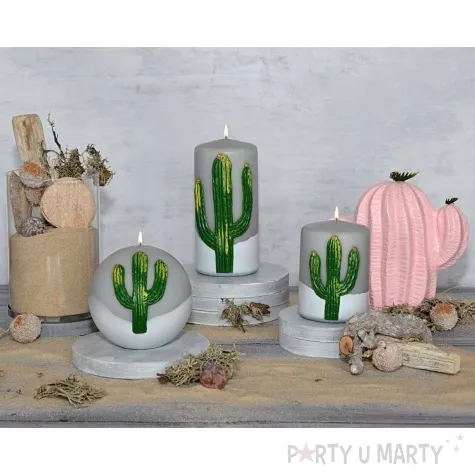 swieca kula zielony kaktus szara adpal 100 mm