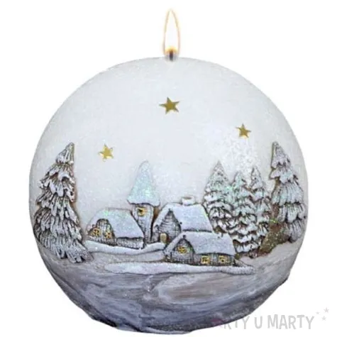 swieca kula zimowa wioska bialo brazowa adpal 100 mm