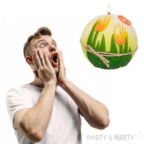 swieca kula zolte tulipany dioda led adpal 100 mm