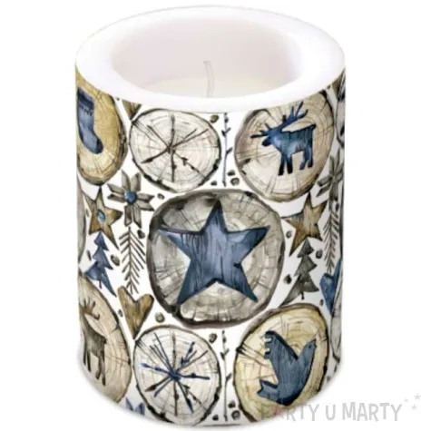 swieca lampion drewniane stempelki paw 10x11 cm