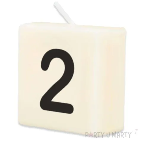 swieca literki i znaki cyfra 2 bialy pd party 40x20 mm