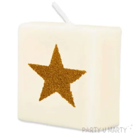 swieca literki i znaki gwiazdka zlota bialy pd party 40x20 mm