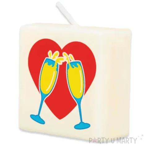 swieca literki i znaki kieliszki z sercem bialy pd party 40x20 mm