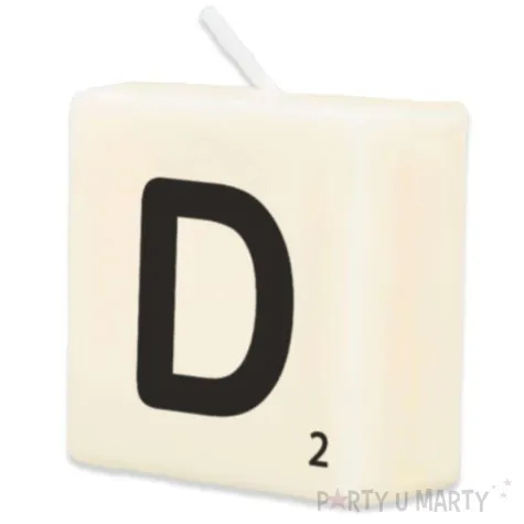 swieca literki i znaki litera d bialy pd party 40x20 mm