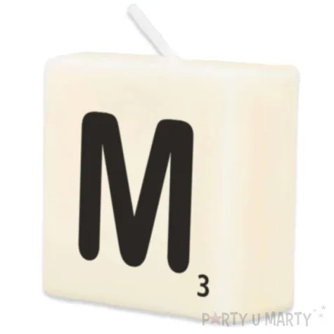 swieca literki i znaki litera m bialy pd party 40x20 mm