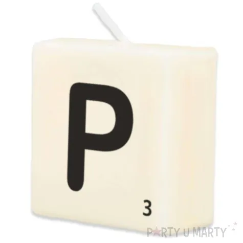 swieca literki i znaki litera p bialy pd party 40x20 mm