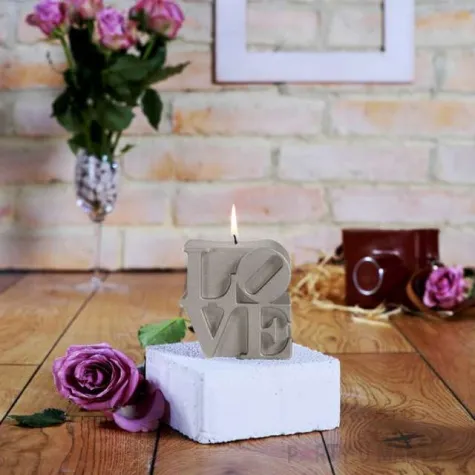 swieca love walentynkowa szara candellana