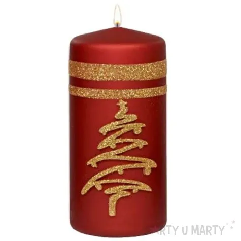 swieca pienkowa choinka czerwona adpal 150 70 mm