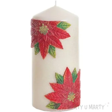 swieca pienkowa christmas flower kwiaty poinsencji czerwona bartek candles 130 60 mm
