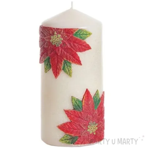 swieca pienkowa christmas flower kwiaty poinsencji czerwona bartek candles 150 70 mm