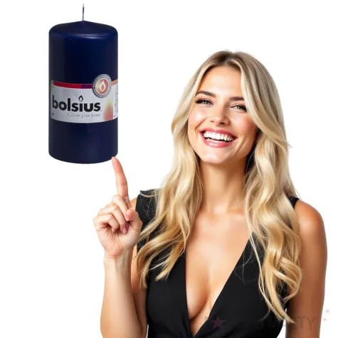 swieca pienkowa classic granatowa bolsius 120 58 mm