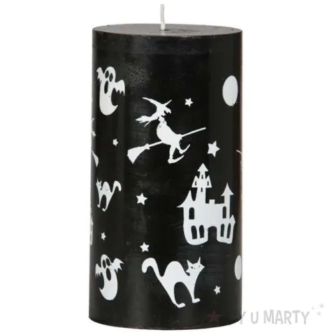 swieca pienkowa hallowen czarna guirca 13x7 cm