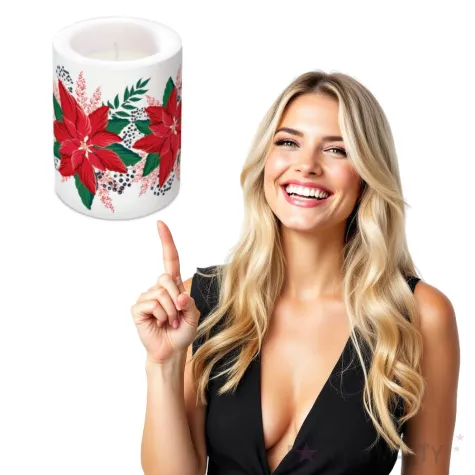 swieca pienkowa kwiat poinsecji paw 120 100mm