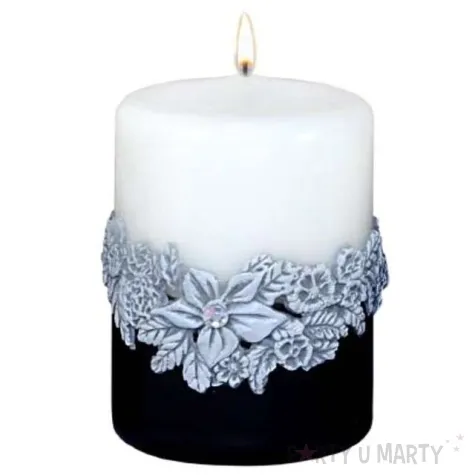 swieca pienkowa kwiaty bialo czarna adpal 100 70 mm
