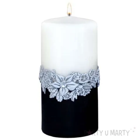 swieca pienkowa kwiaty czarno biala adpal 150 70 mm