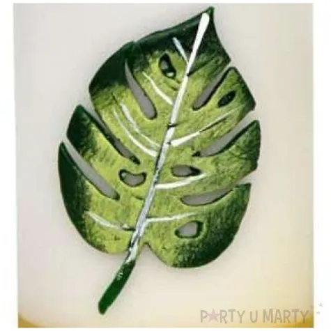 swieca pienkowa lampion z lisciem monstery adpal 140 70 mm