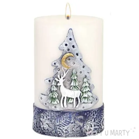 swieca pienkowa renifer dioda led bialo granatowa adpal 115 70 mm