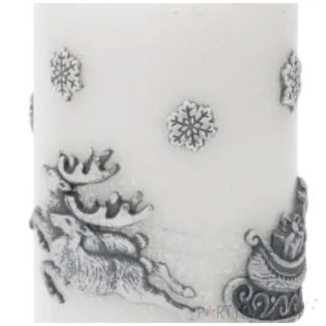 swieca pienkowa renifery ciagnace sanie biala bartek candles 130 60 mm