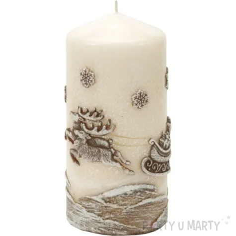 swieca pienkowa renifery ciagnace sanie ecru bartek candles 50 100 mm
