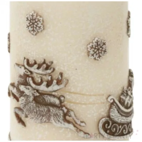 swieca pienkowa renifery ciagnace sanie ecru bartek candles 50 100 mm